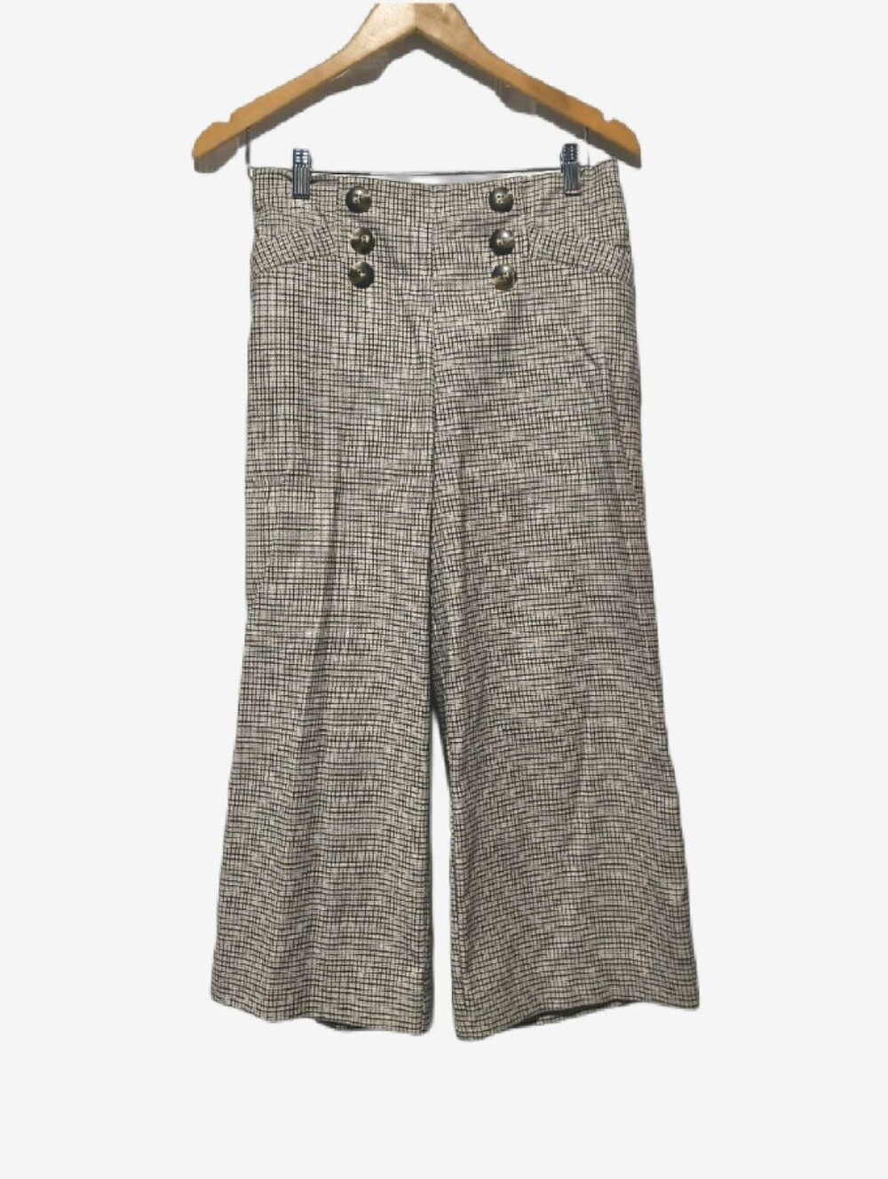 Sanctuary Houndstooth Wide Leg Sailor Button Front Trousers Pants 28